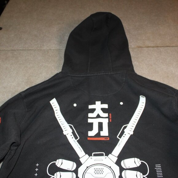 Fabric of the Universe Black Graphic Hoodie with White and Red Accents - Picture 9 of 10